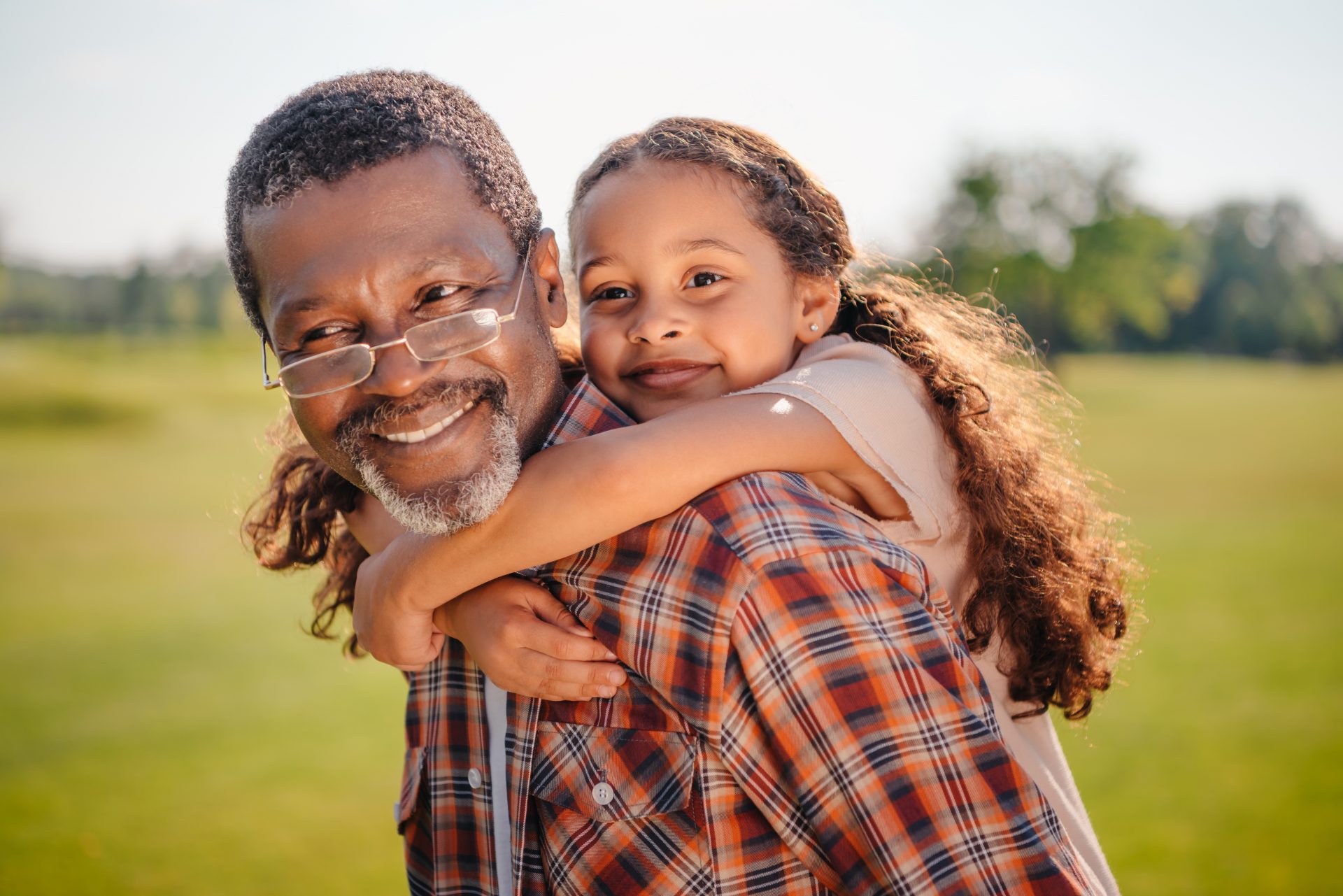 african american grandpa and granddaughter