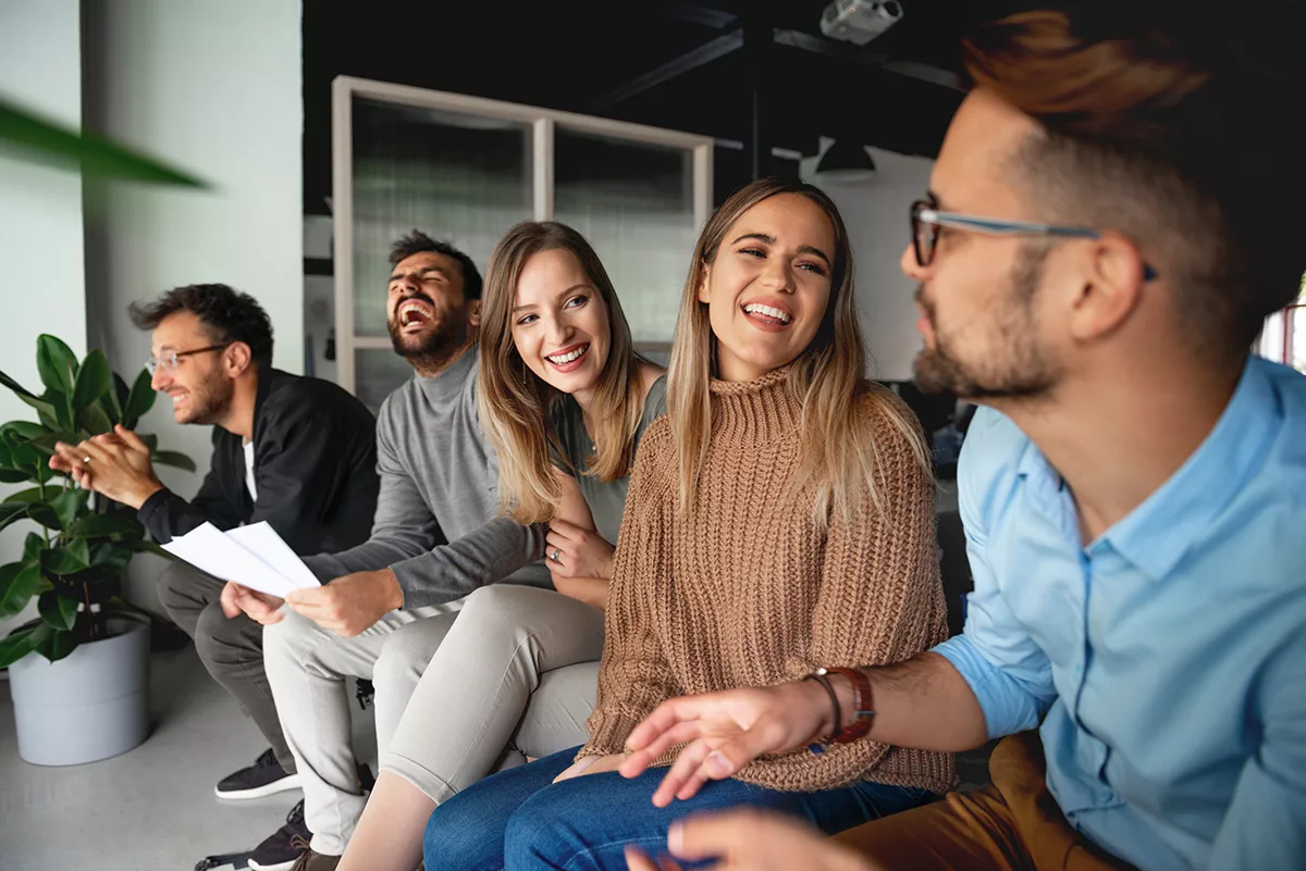 group of friends laughing together