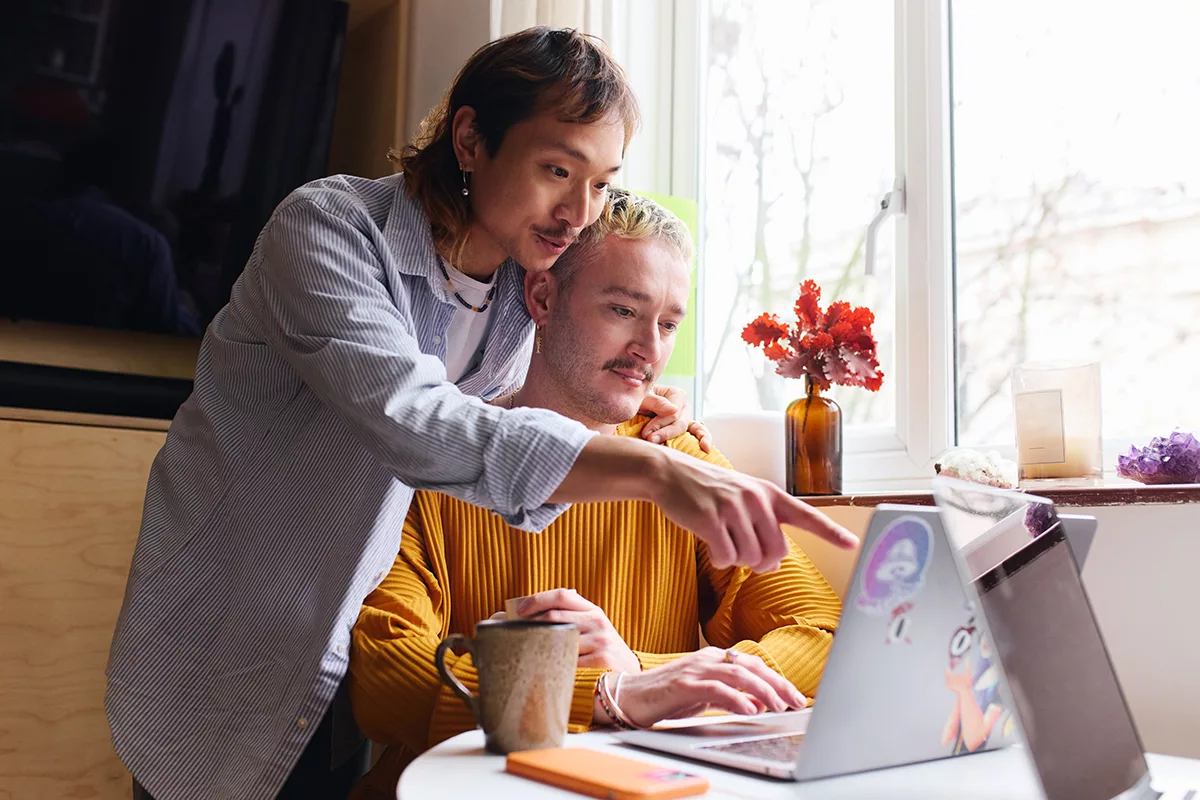 couple looking at a computer together